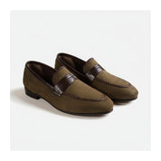 three-quarter-view - Men's Brown Suede Moccasin Loafers
