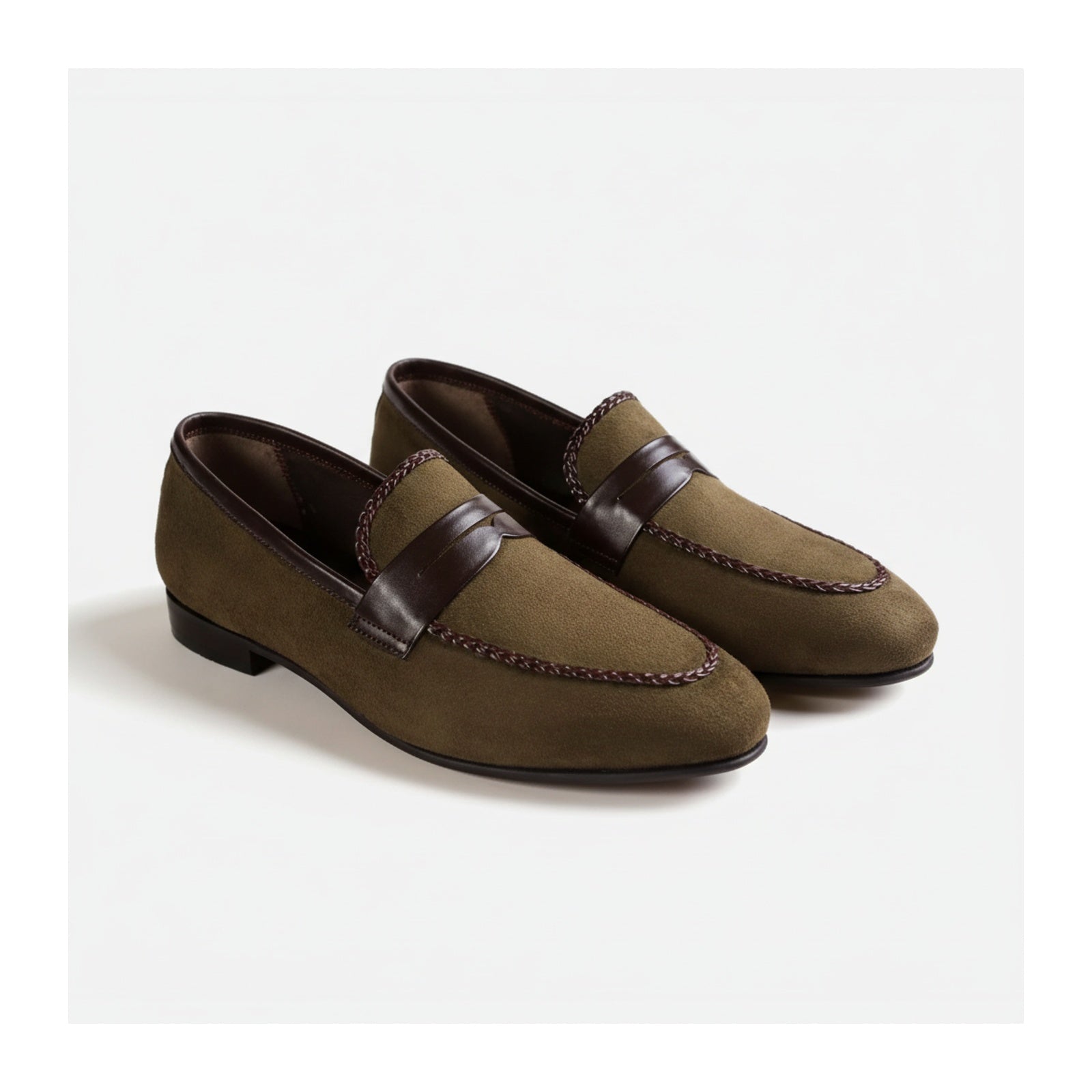 three-quarter-view - Men's Brown Suede Moccasin Loafers
