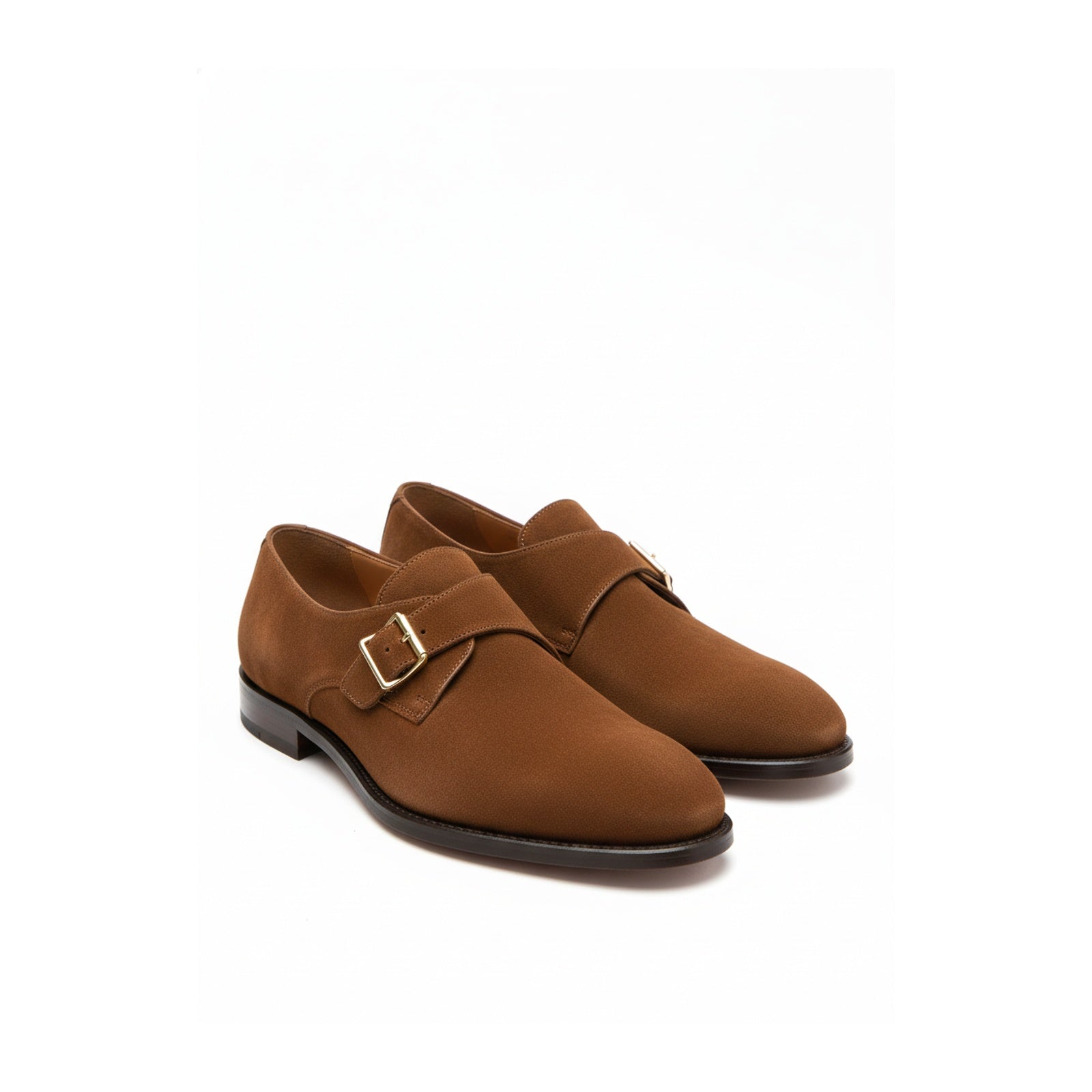 Men's Brown Suede Moccasin Shoes - three-quarter-view