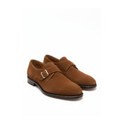 Men's Brown Suede Moccasin Shoes - three-quarter-view