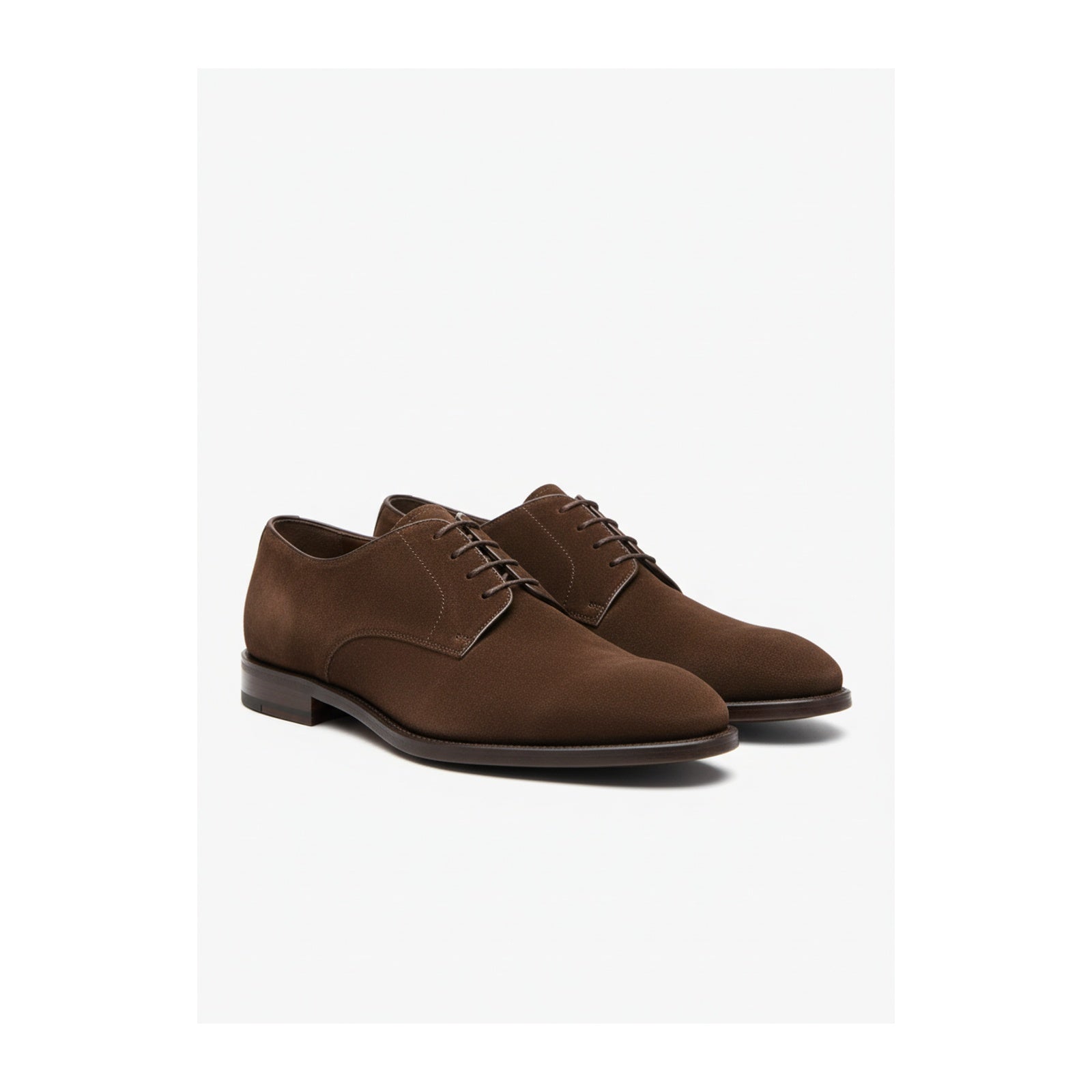 Men's Brown Suede Oxford Dress Shoes - three-quarter-view