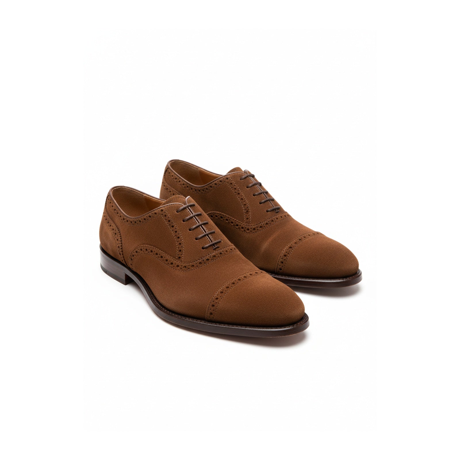 three-quarter-view - Men's Brown Suede Oxford Shoes