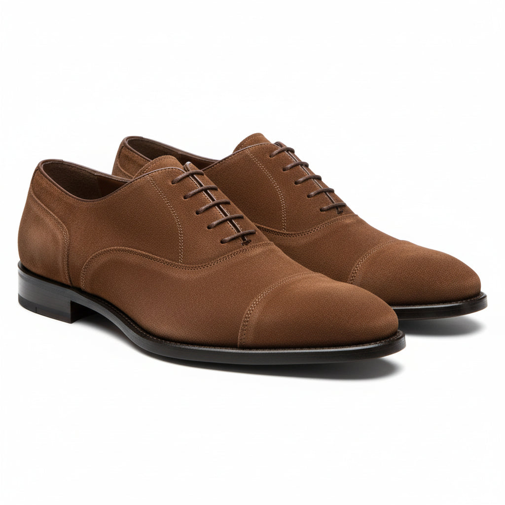 three-quarter-view - Men's Brown Suede Oxford Shoes