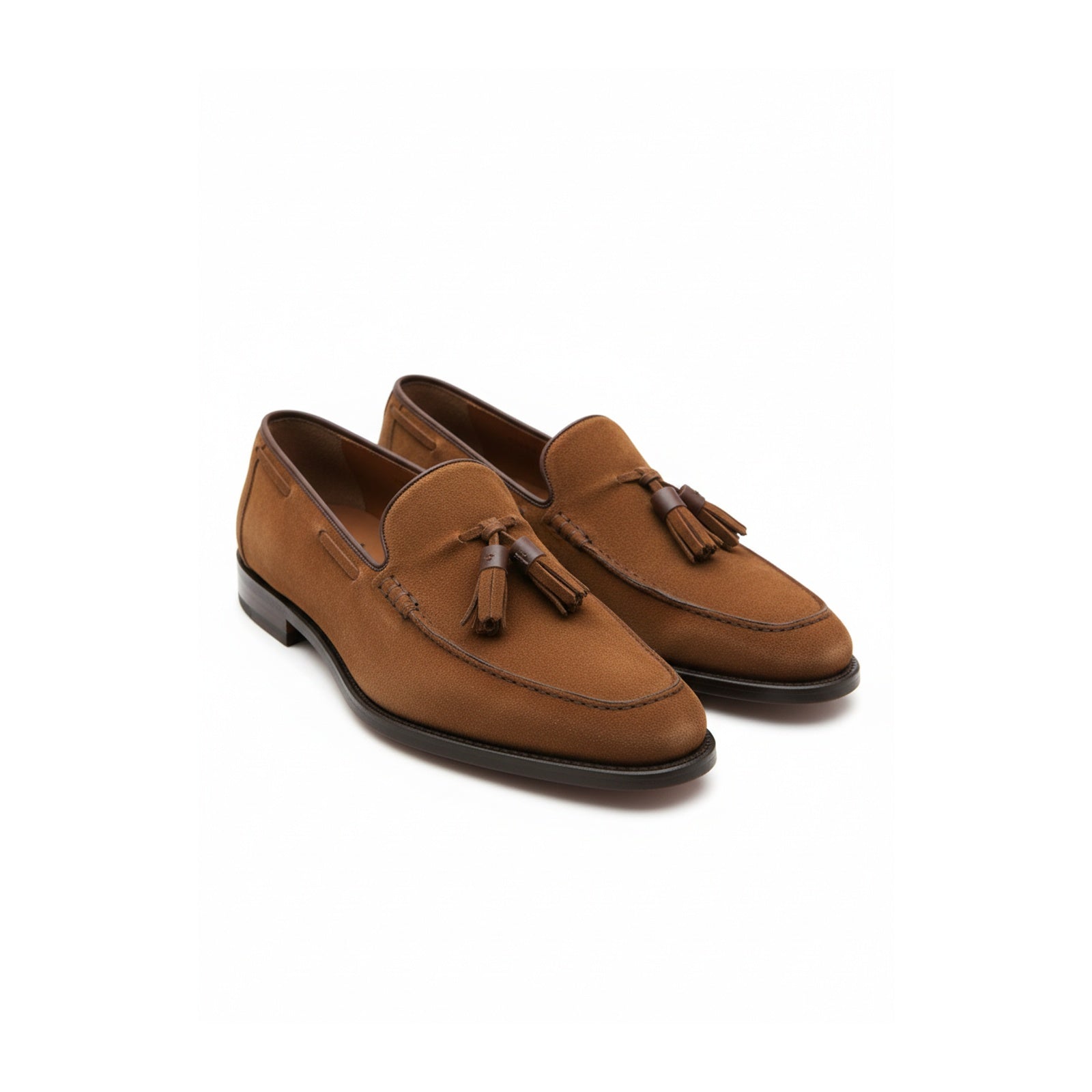 three-quarter-view - Men's Brown Suede Tassel Moccasins
