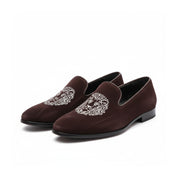 three-quarter-view - Men's Brown Velvet Loafers