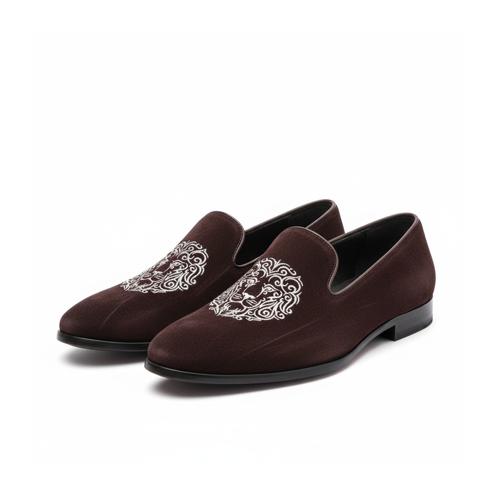 three-quarter-view - Men's Brown Velvet Loafers
