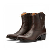 three-quarter-view - Men's Brown Western Cowboy Leather Boots