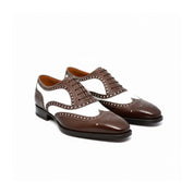 three-quarter-view - Men's Brown & White Leather Spectator Shoes