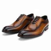 three-quarter-view - Men's Classic Brogue Leather Dress Shoes