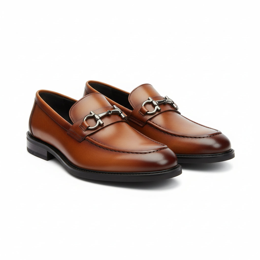 three-quarter-view - Men's Cow Leather Classic Loafers