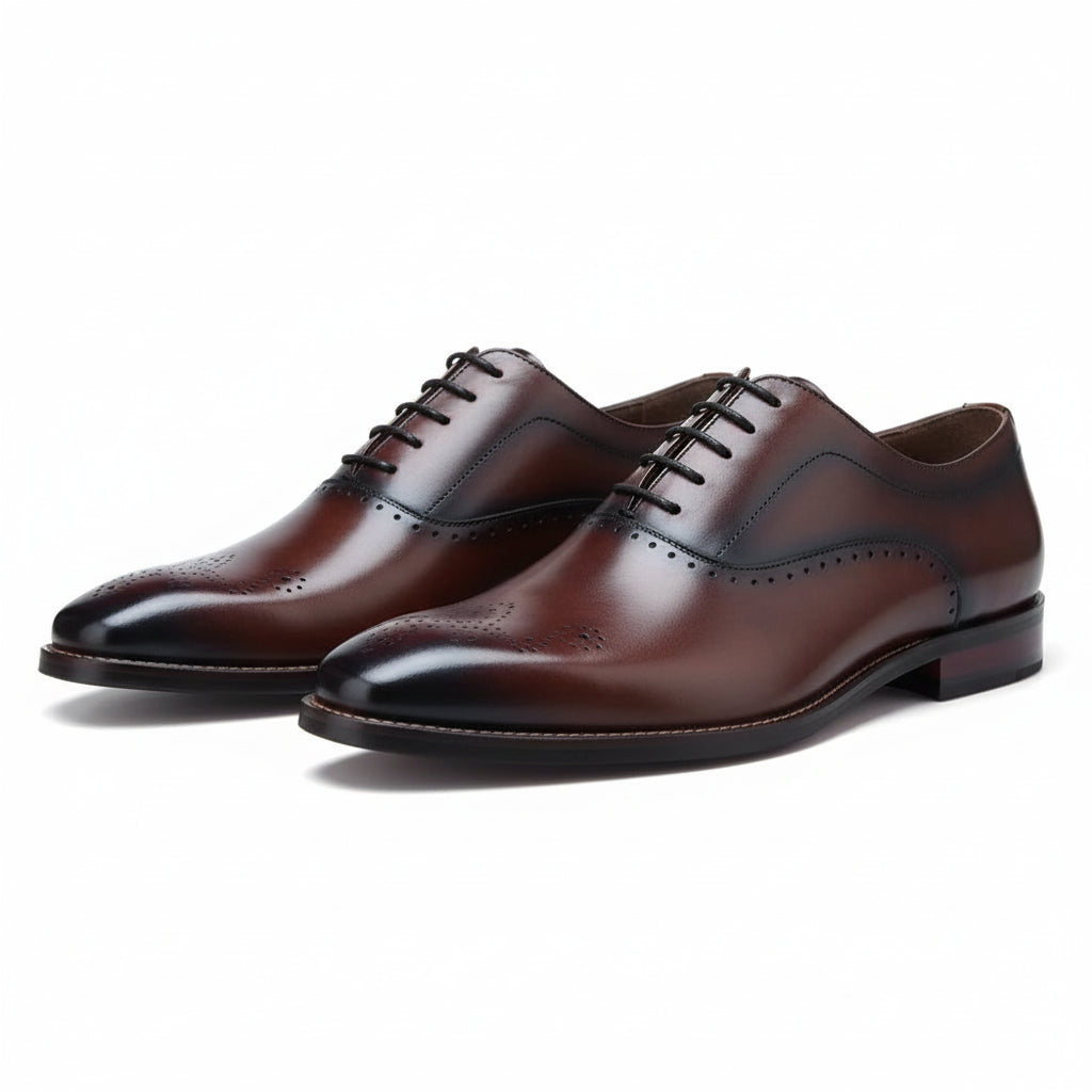 three-quarter-view - Men's Cow Leather Oxford Dress Shoes