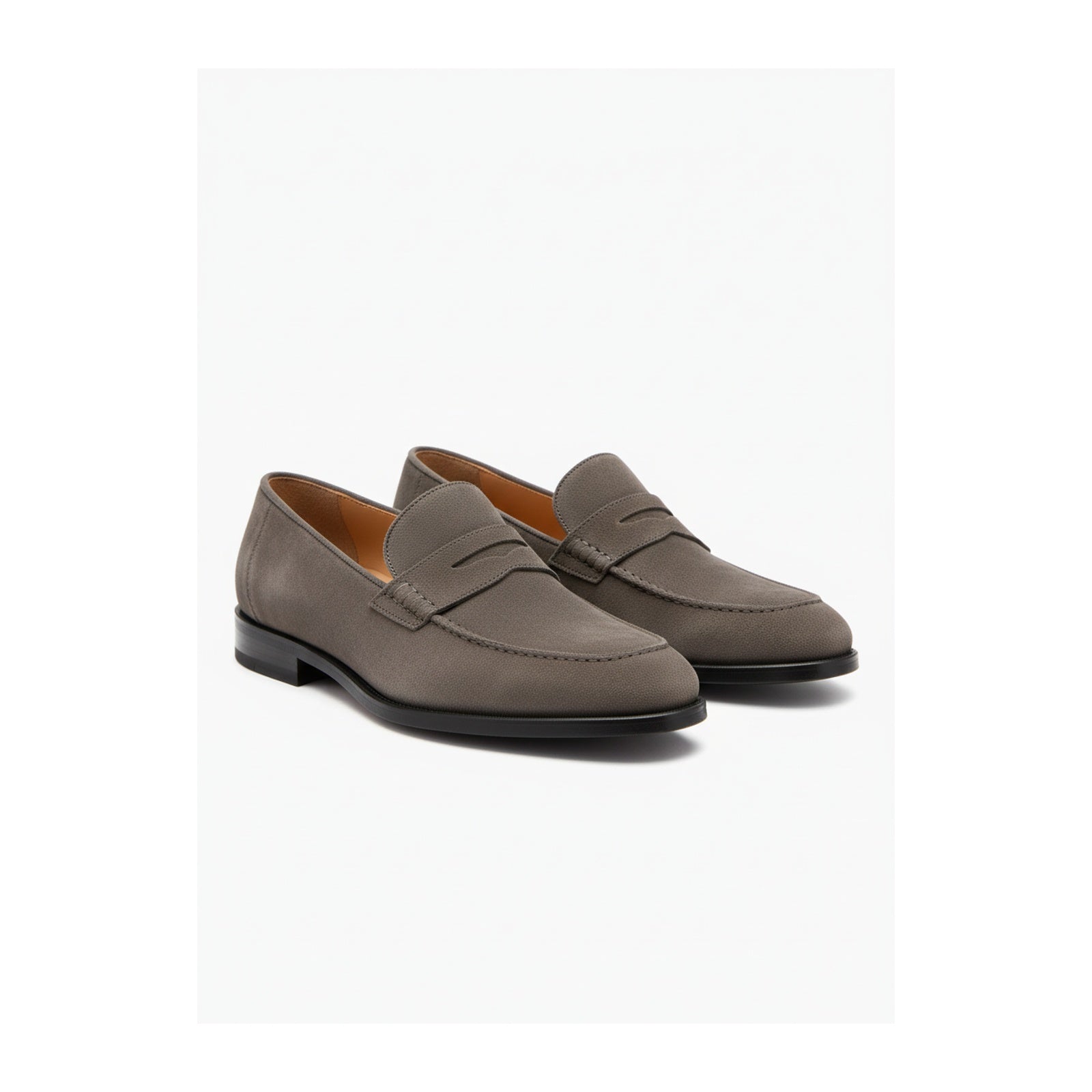 three-quarter-view - Men's Cow Leather Suede Penny Loafers