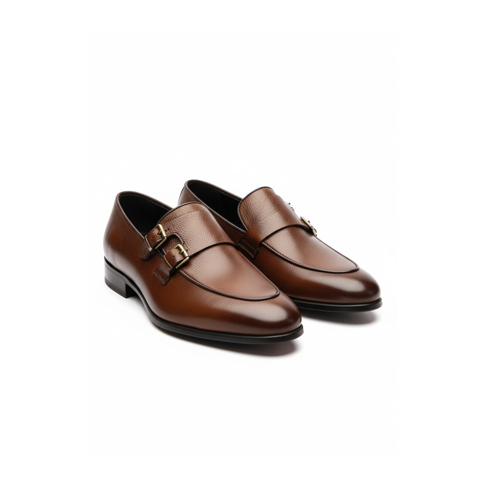 Men's Dark Brown Leather Moccasin Loafers - three-quarter-view