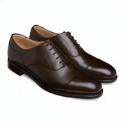 three-quarter-view - Men's Dark Brown Leather Oxford Dress Shoes