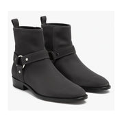 Men's Dark Gray Suede Biker Boots - three-quarter-view