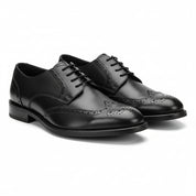 three-quarter-view - Men's Full Grain Leather Brogue Dress Shoes