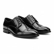 three-quarter-view - Men's Full Grain Leather Brogue Dress Shoes