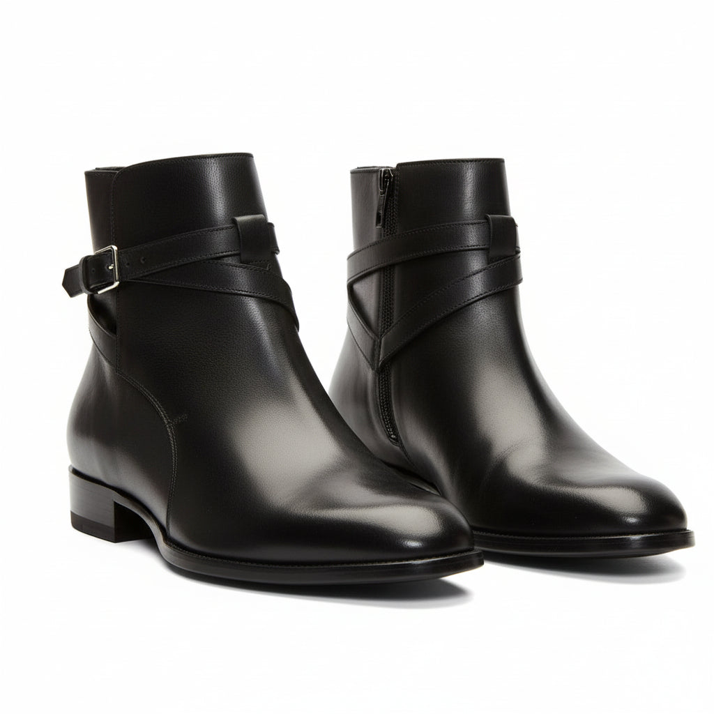 three-quarter-view - Men's Full Grain Leather Classic Dress Boots