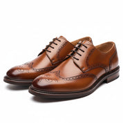 three-quarter-view - Men's Full-Grain Leather Classic Dress Shoes