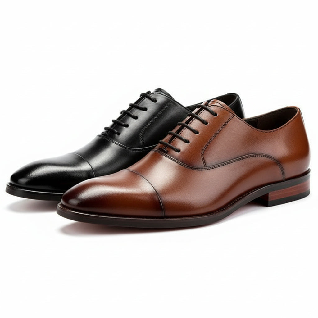 three-quarter-view - Men's Full Grain Leather Formal Dress Shoes