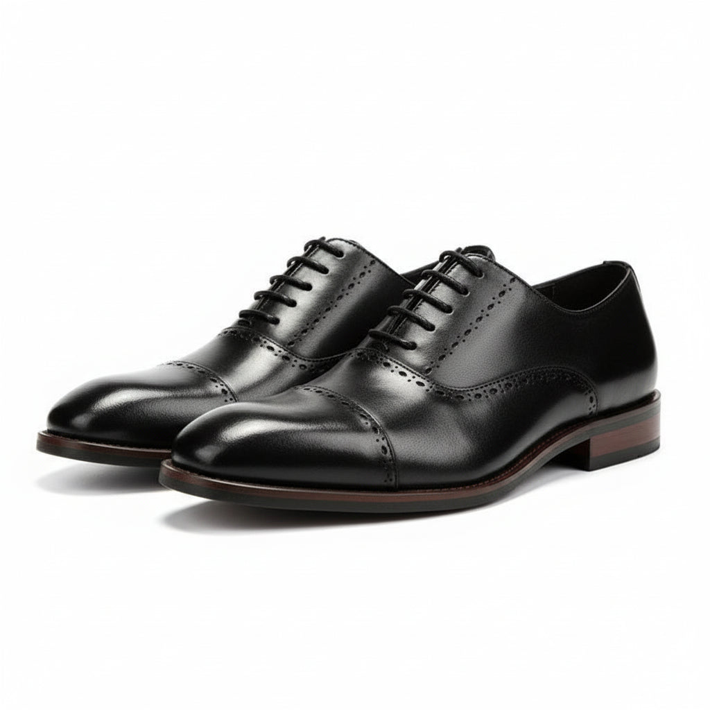 three-quarter-view - Men's Full Grain Leather Oxford Dress Shoes