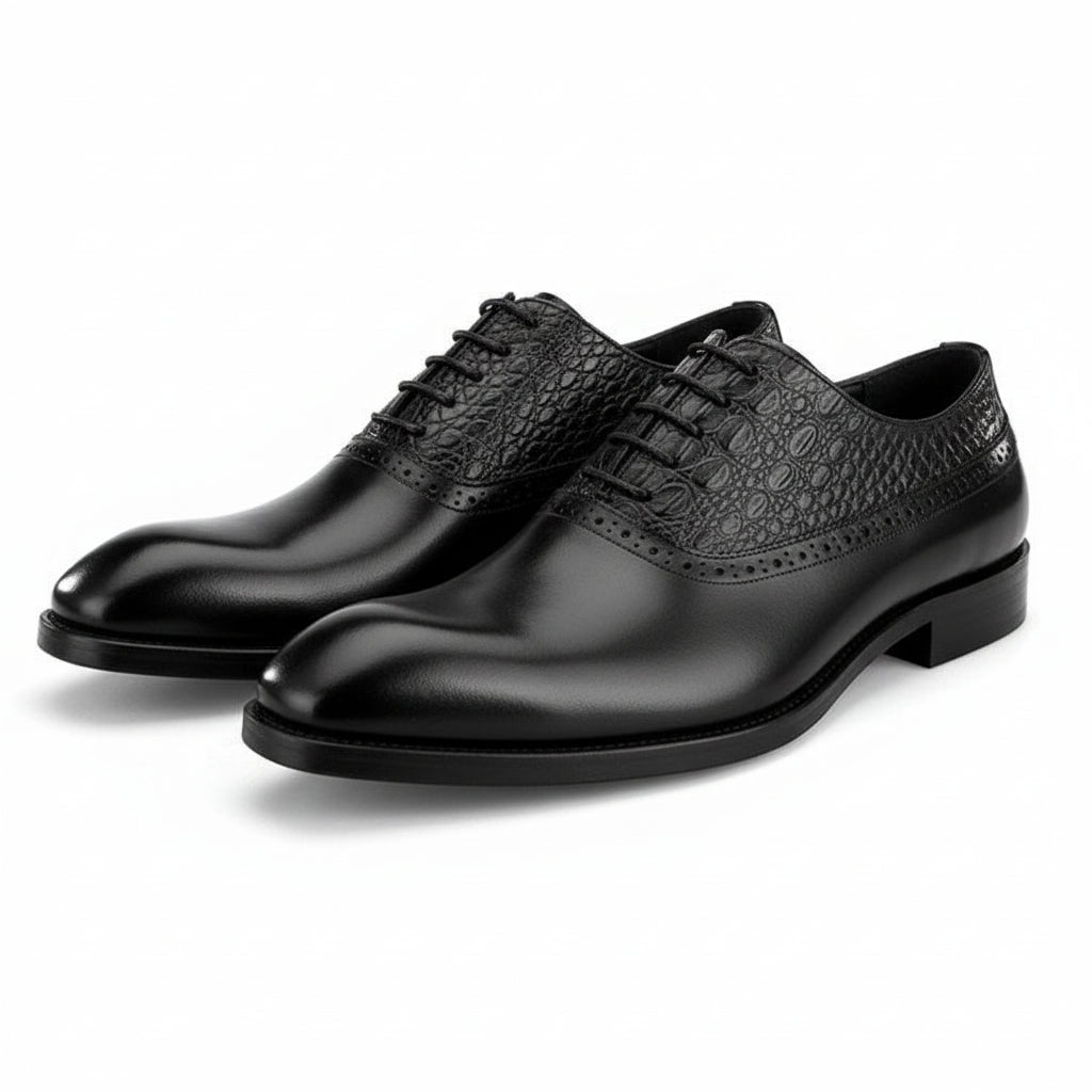 three-quarter-view - Men's Full Grain Leather Wingtip Formal Shoes