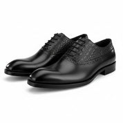 three-quarter-view - Men's Full Grain Leather Wingtip Formal Shoes