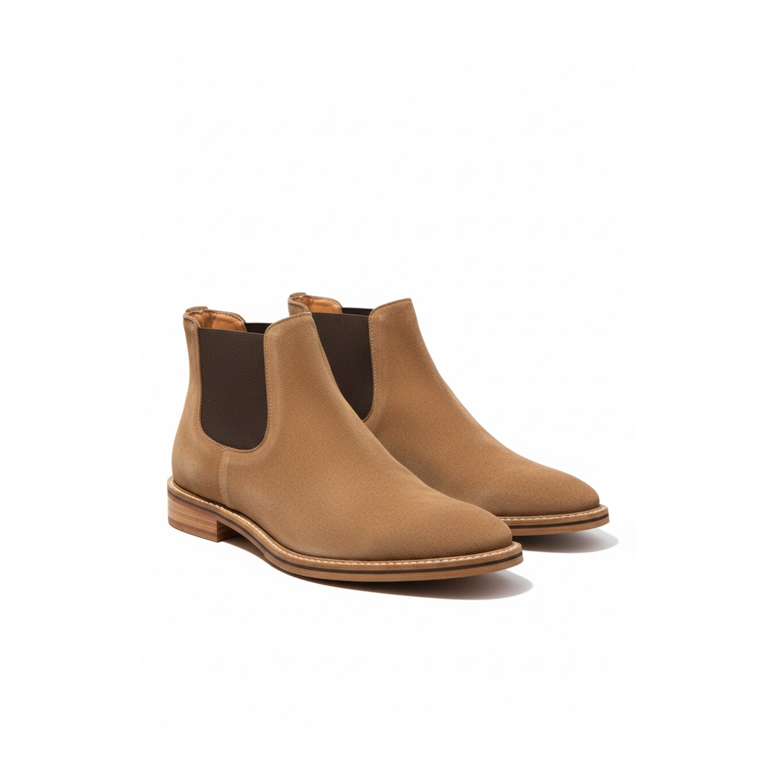 three-quarter-view - Men's Full Grain Suede Chelsea Boots with Classic Design