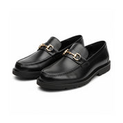 three-quarter-view - Men's Glossy Leather Slip-Ons