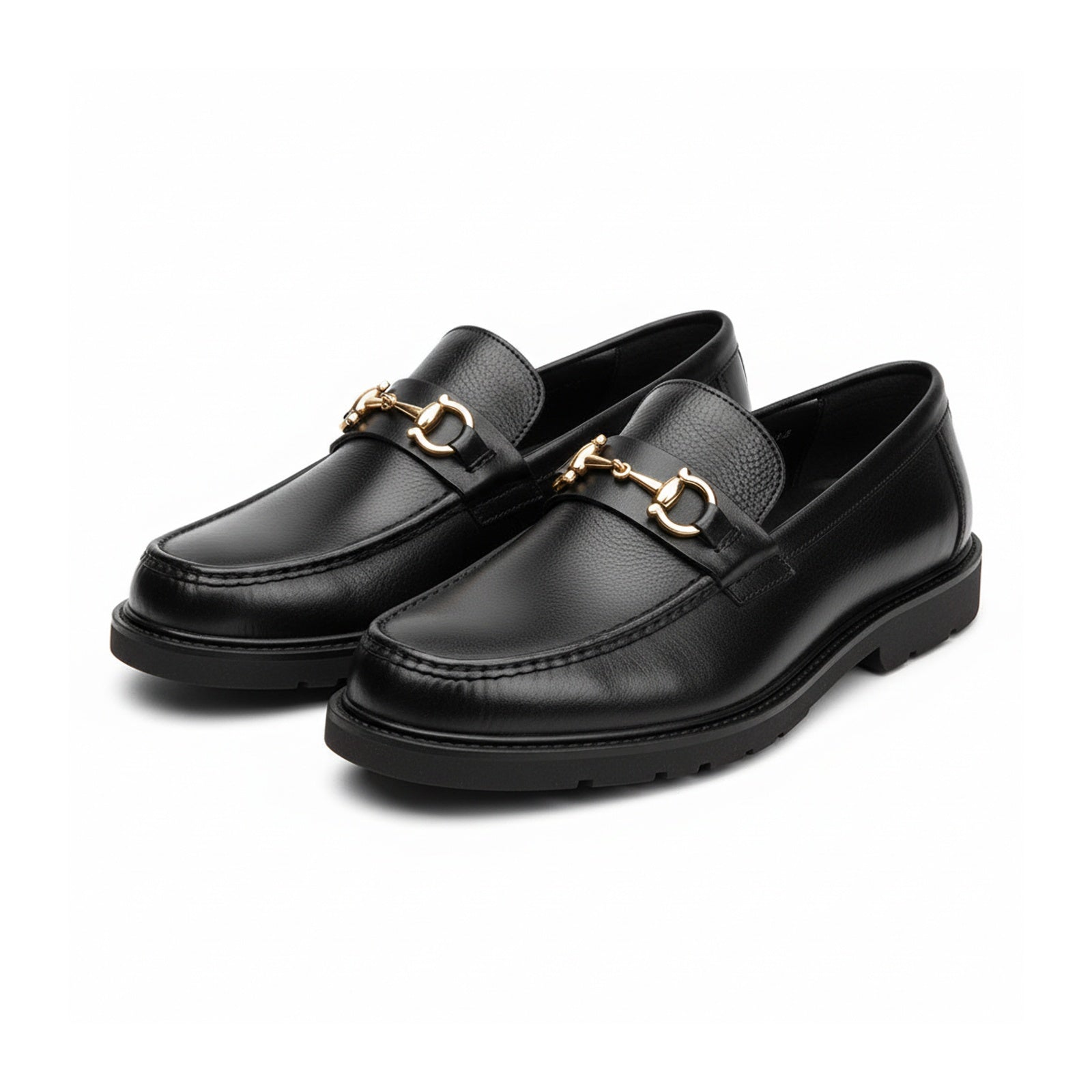 three-quarter-view - Men's Glossy Leather Slip-Ons