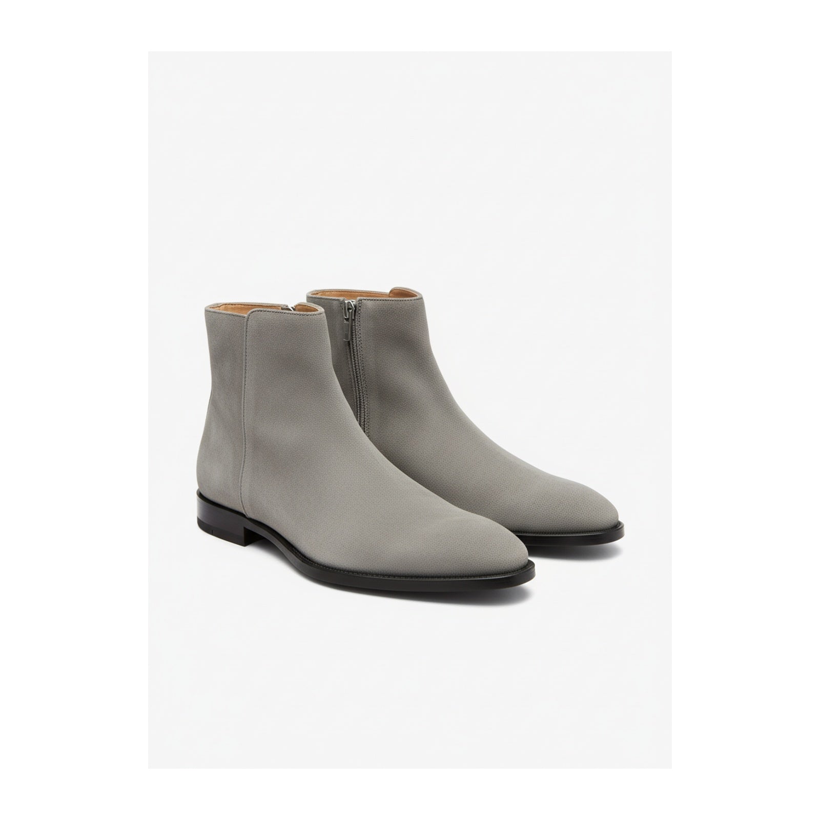 three-quarter-view - Men's Gray Suede Ankle Boots