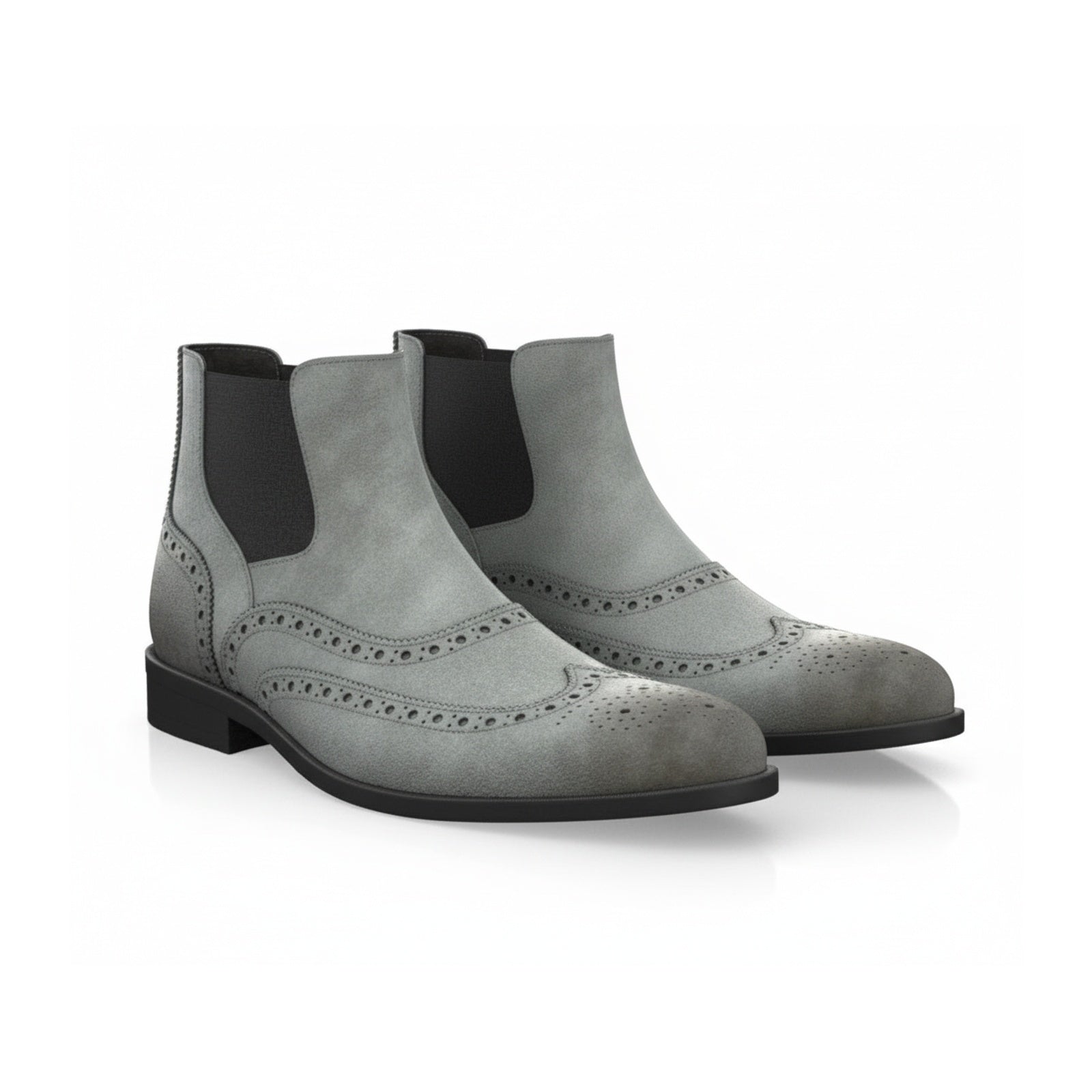 Men's Gray Suede Chelsea Boots - three-quarter-view