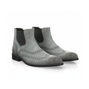 Men's Gray Suede Chelsea Boots - three-quarter-view