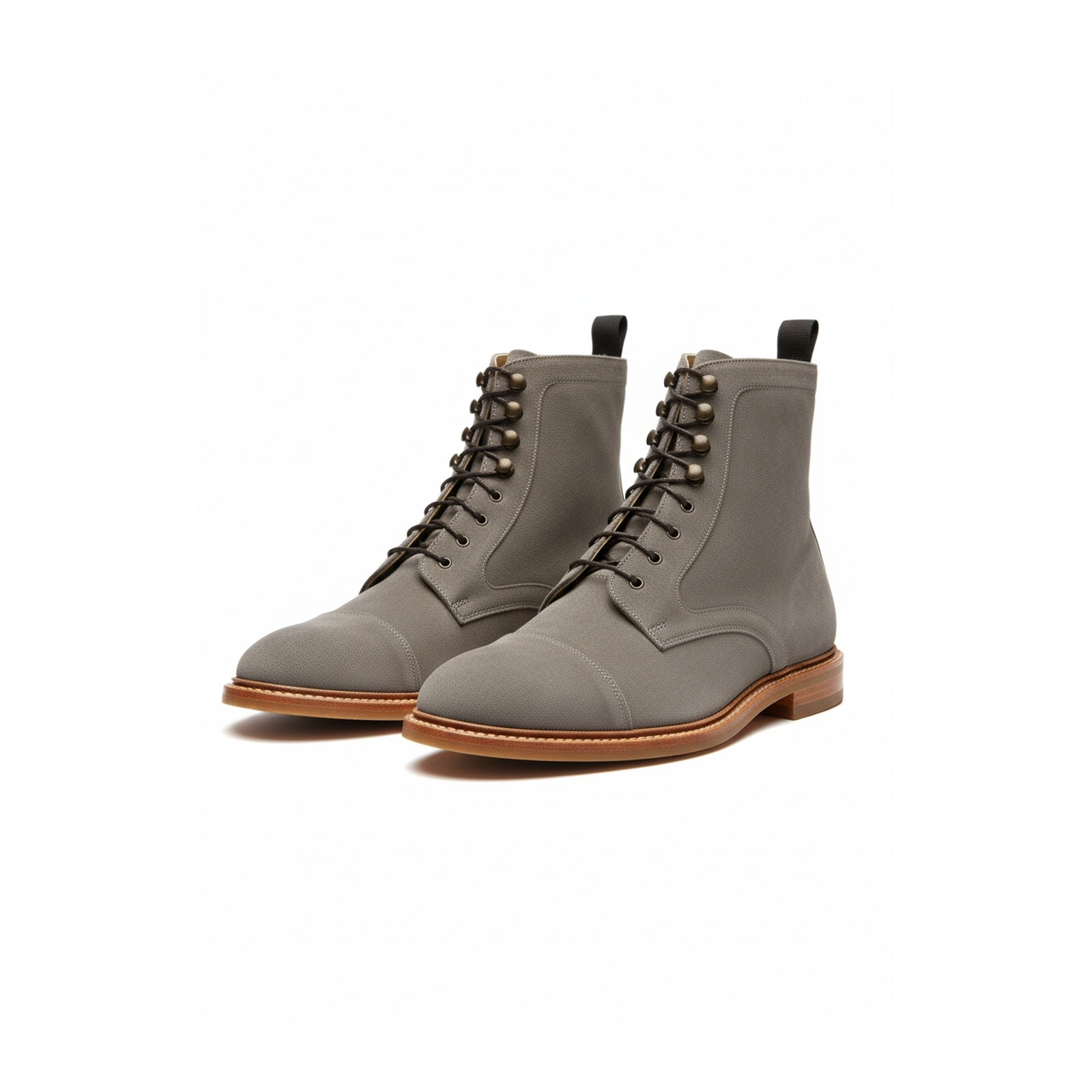 Men's Gray Suede Lace-Up Dress Boots - three-quarter-view
