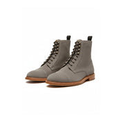 Men's Gray Suede Lace-Up Dress Boots - three-quarter-view