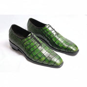 three-quarter-view - Men's Green Leather Dress Shoes
