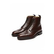 three-quarter-view - Men's Handmade Brown Leather Lace-Up Ankle Boots with Premium Craftsmanship