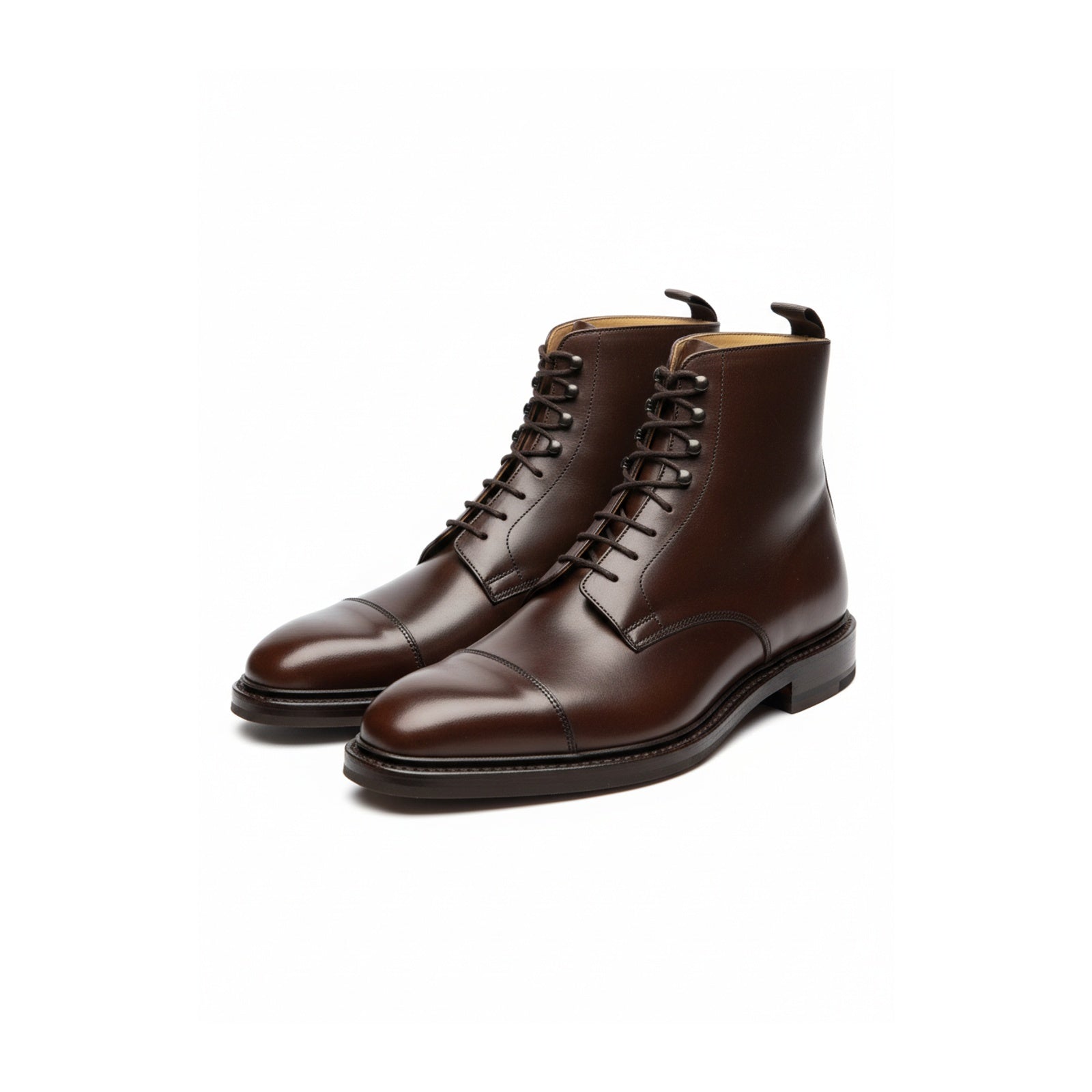 three-quarter-view - Men's Handmade Brown Leather Lace-Up Ankle Boots with Premium Craftsmanship