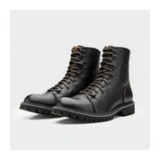 three-quarter-view - Men's High Ankle Biker Leather Boots