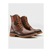 three-quarter-view - Men's High Ankle Lace-Up Leather Boots