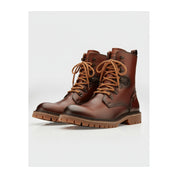 three-quarter-view - Men's High Ankle Lace-Up Leather Boots