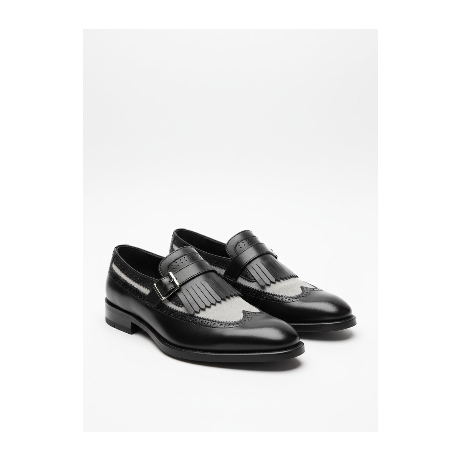 three-quarter-view - Men's Leather & Suede Spectator Wingtip Dress Shoes