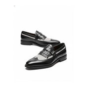 Men's Leather & Suede Spectator Wingtip Dress Shoes - three-quarter-view