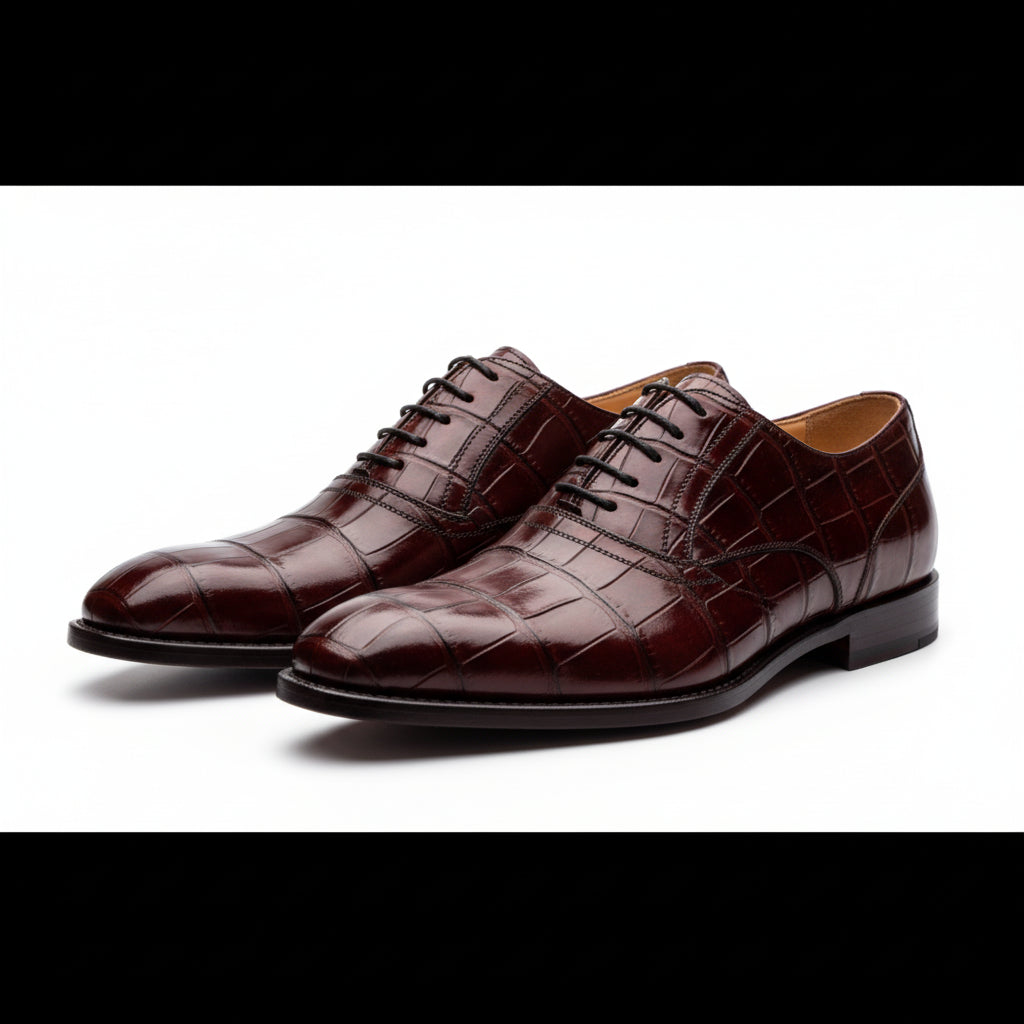 three-quarter-view - Men's Maroon Leather Dress Shoes