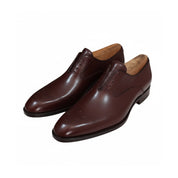 Men's Maroon Leather Oxford Dress Shoes - three-quarter-view