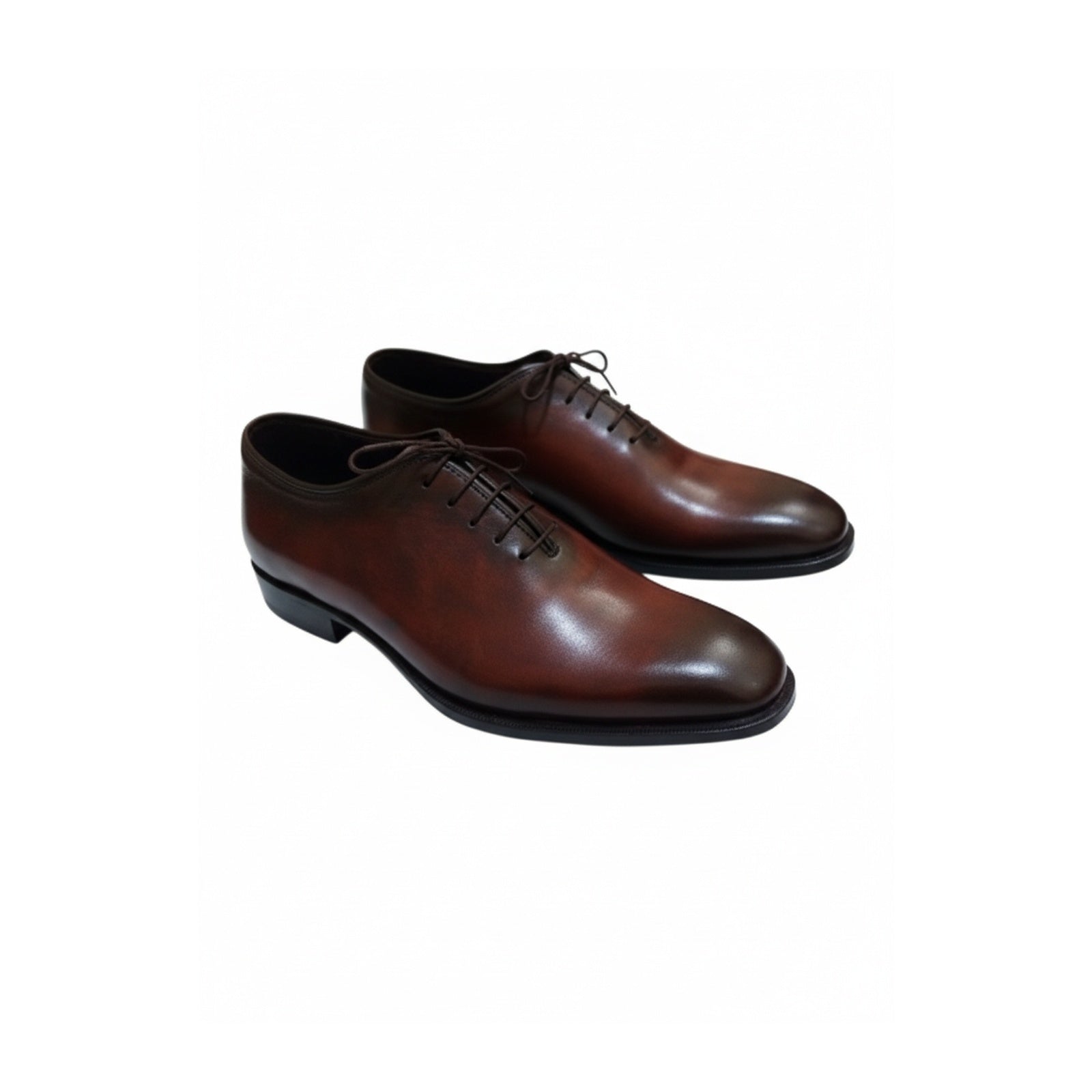 Men's Maroon Leather Oxfords Dress Shoes - three-quarter-view