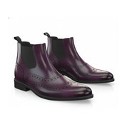 three-quarter-view - Men's Maroon Leather Wingtip Brogue Ankle Boots
