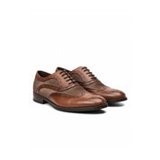 three-quarter-view - Men's Navy Suede Wingtip Oxford Shoes
