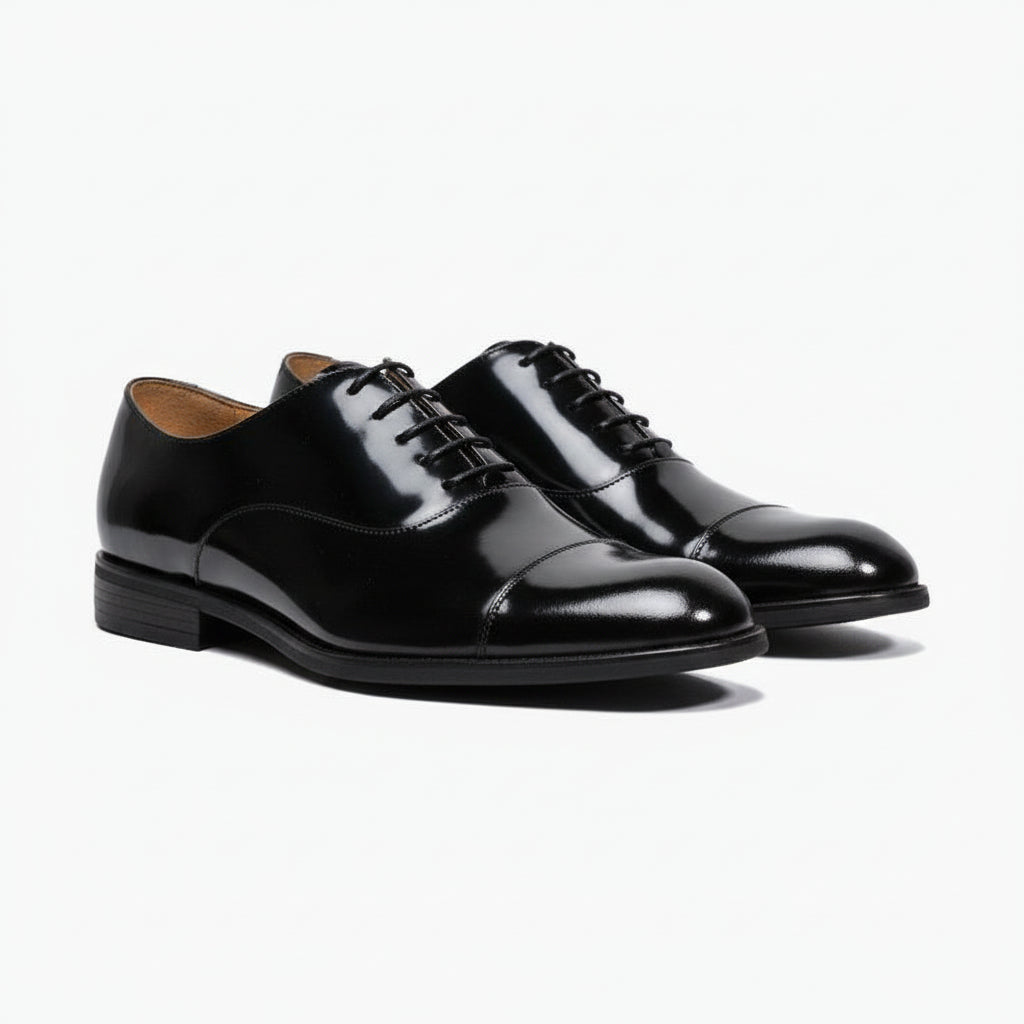three-quarter-view - Men's Polished Cow Leather Oxford Dress Shoes