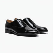 three-quarter-view - Men's Polished Cow Leather Oxford Dress Shoes